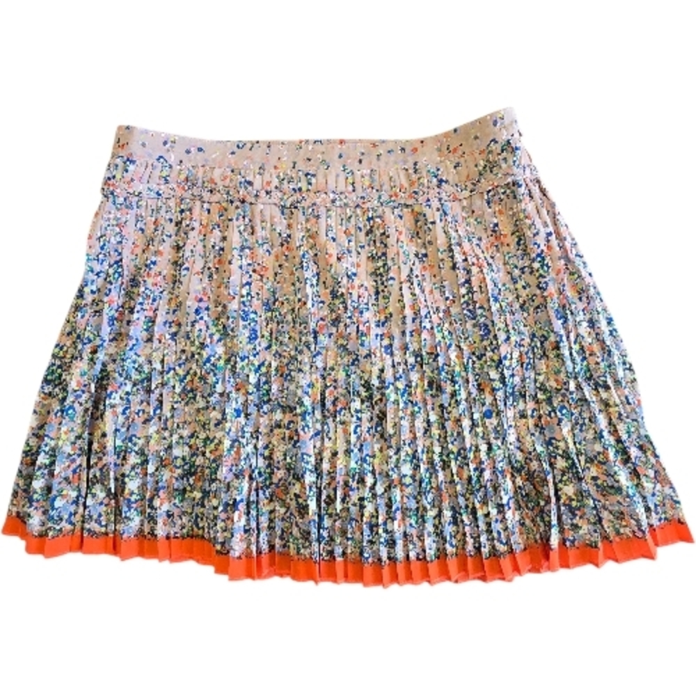 American Eagle Outfitters Floral Mini Skirt with Orange Trim